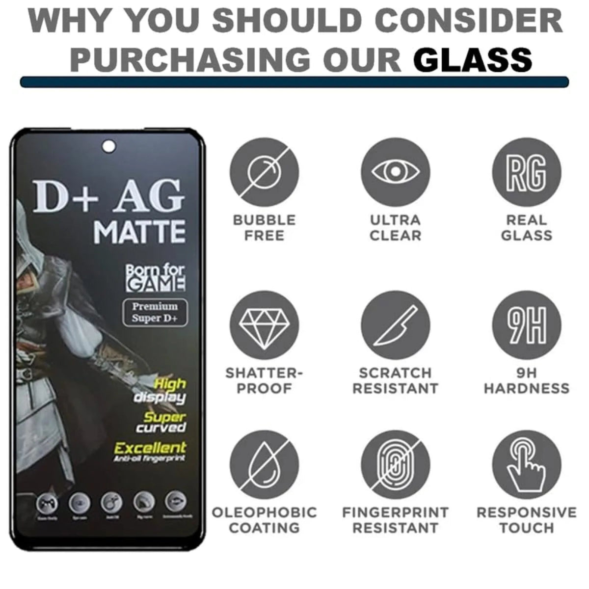 D+ Matte AG Tempered Glass [Born To Game Glass] [Remark - SAMSUNG A35] – Ultimate Protection for Samsung & More - PhonemrtAndroid Tempered GlassPhonemrtD+ Matte AG Tempered Glass